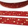 Fita Lurex Vermelho com Estrelas Douradas 22mm(Metro)