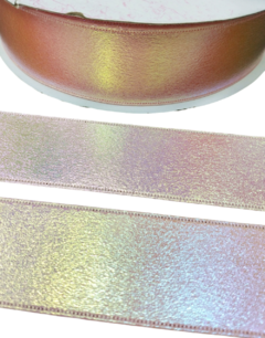 Fita Lame Holográfica Rosa Claro 38mm (1 metro)