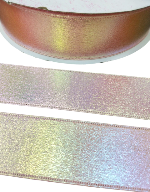 Fita Lame Holográfica Rosa Claro 38mm (1 metro)