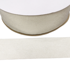 Fita Veludo Cotele com Brilho Branco 38mm (1 metro)