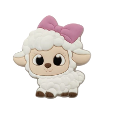 Aplique Emborrachado Ovelhinha Laçinho Rosa (2unds) - Dita Bijuterias