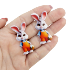 Aplique Coelho MacacãoLaranja Acrilico 4,5cm (PAR) - comprar online