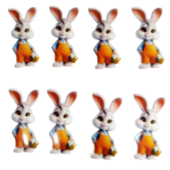 Aplique Coelho MacacãoLaranja Acrilico 4,5cm (PAR) - Dita Bijuterias
