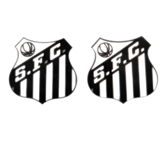 Aplique em acrílico com o escudo do Santos Futebol Clube medindo 3 cm