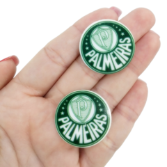 Aplique acrílico redondo com logo do Palmeiras, medindo 3cm