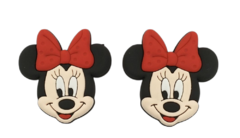 Aplique emborrachado da Minnie com laço vermelho, ideal para decoração de artesanato.