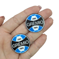 Aplique acrílico redondo de 3cm com o logo do Grêmio