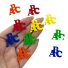 Conjunto de apliques acrílicos coloridos em forma de letras A, B e C, 