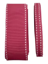 Kit de fita pespontada na cor pink, medindo 4 metros, com detalhes brancos nas bordas.
