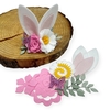 Kit de recortes de feltro para Páscoa, com orelhas de coelho e flores coloridas.
