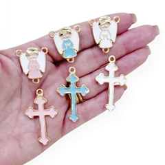 3 Kits Terço Anjo Dourado Resinado Misto Dourado (6 pcs) - comprar online