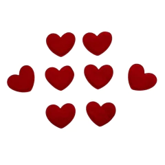 aplique coração veludo cotelê vermelho