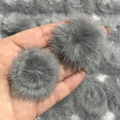 Pompom Achatado Cinza 4,5cm (par)