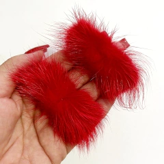 Pompom Bigode Vermelho 7cm (par)