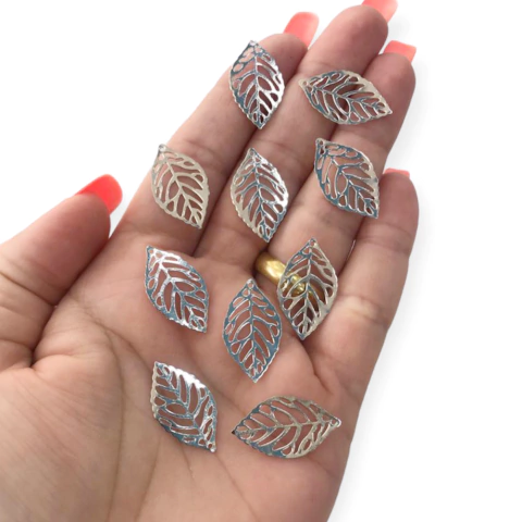 Aplique Folha de Metal Niquel (10 und)