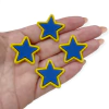 Aplique Estrela amarelo e azul emborrachado (4 unds)
