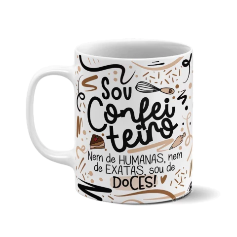 Caneca de Cerâmica Branca Personalizada - Confeiteiro