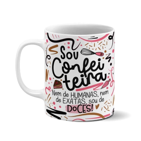 Caneca de Cerâmica Branca Personalizada - Confeiteira