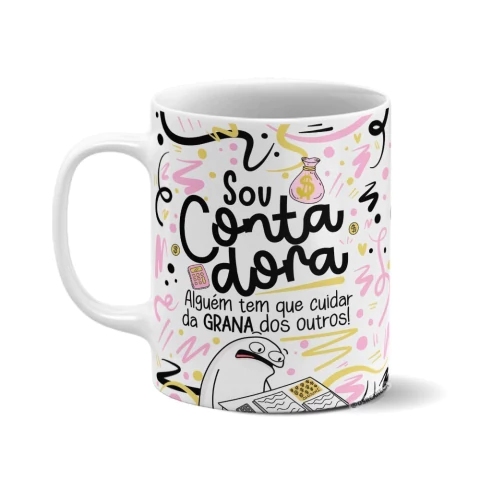 Caneca de Cerâmica Branca Personalizada - Contadora