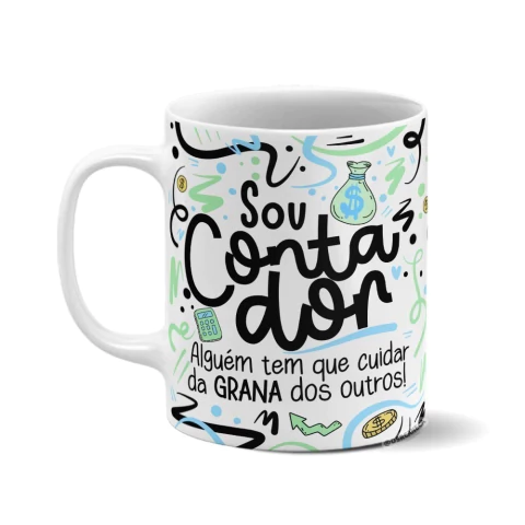 Caneca de Cerâmica Branca Personalizada - Contador