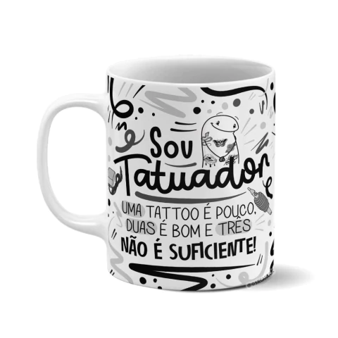 Caneca de Cerâmica Branca Personalizada - Tatuador