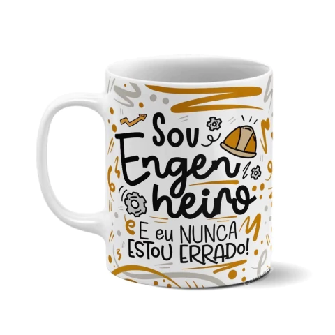 Caneca de Cerâmica Branca Personalizada - Engenheiro