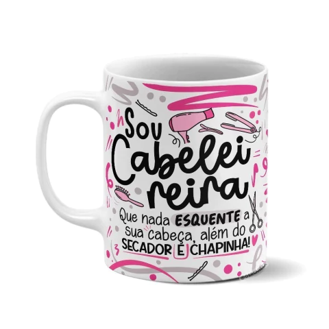 Caneca de Cerâmica Branca Personalizada - Cabeleireira