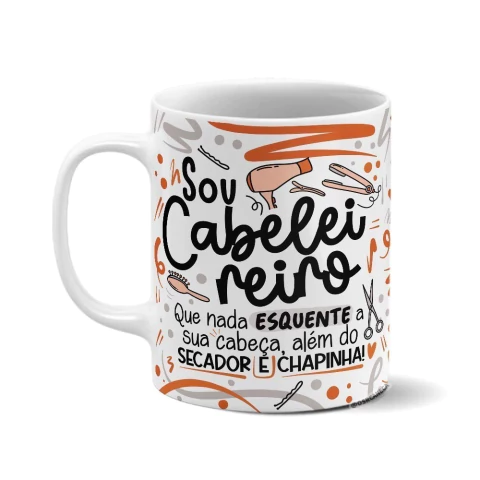 Caneca de Cerâmica Branca Personalizada - Cabeleireiro