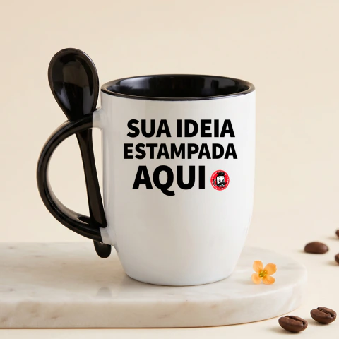 Caneca de Cerâmica com Colher – O Kit de Presente Perfeito!