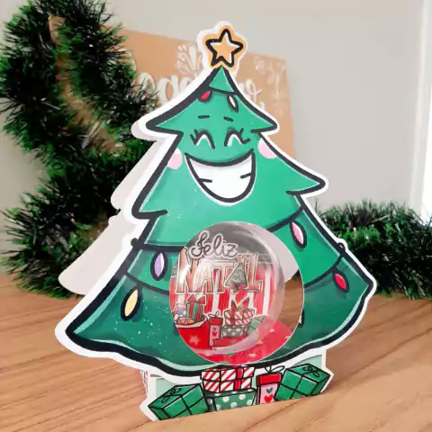 Caixinha 'Árvore de Natal' + Bolinha de Natal Personalizada com Foto