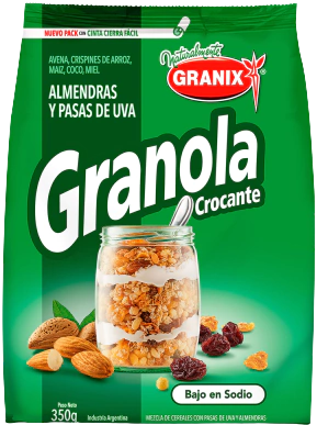 GRANOLA CROCANTE PASAS y ALMENDRAS x 350 GRS BAJO SODIO GRANIX