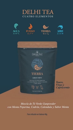 TE HEBRAS TIERRA (Te verde gunpowder, menta, peperina, cedron y calendula x 40 grs)