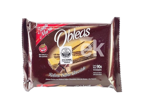 OBLEA RELLENAS CHOCOLATE X 10 UNIDADES SANTA MARIA