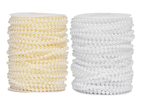 Cordão Corrente Meia Perola ABS 6mm por Metro