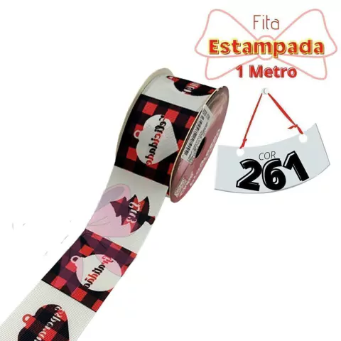 Fita De Gorgurão Estampada 38mm Progresso 1 Metro Enfeites Branco Xadrez