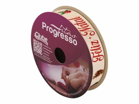 Fita Cetim Estampada ECF003TR 15mm 075 Feliz Natal 10 Metros