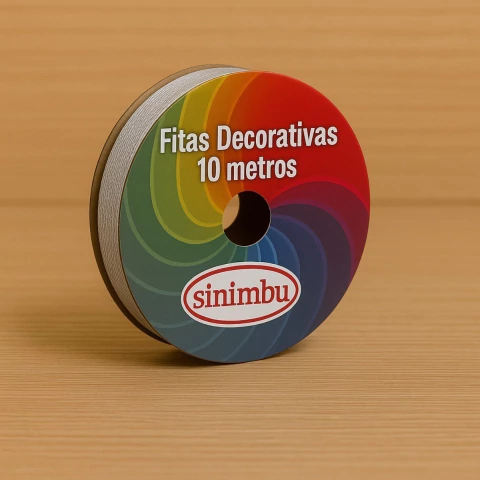 Rolo de fita decorativa metalizada prata da marca Sinimbu com 10 metros