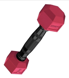 DUMBBELLS MANCUERNA HEXAGONAL CAUCHO COLOR 2 KG PROYEC - FITNESS PARTS