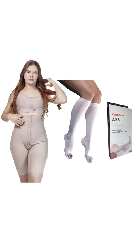 KIT 1 MACACÃO EMANA CONFORT + 1 PAR DE MEIA ANTITROMBO VENOSAN 3/4 - MB Cintas