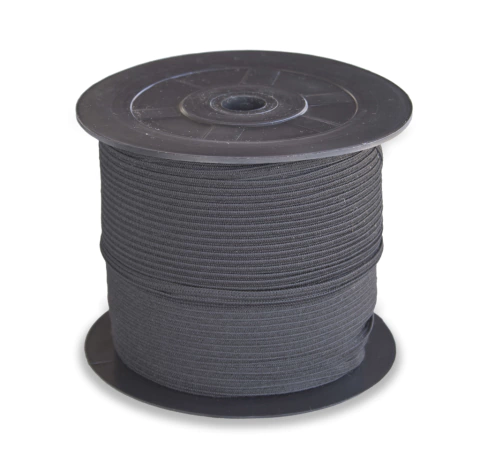 Elástico Chato 10mm (1cm) com 100mts PRETO