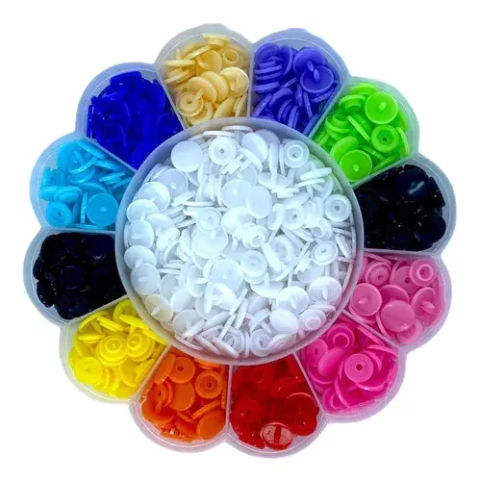 Kit Botões de pressão de plástico T5 Com 180 Botões + Organizador Flor