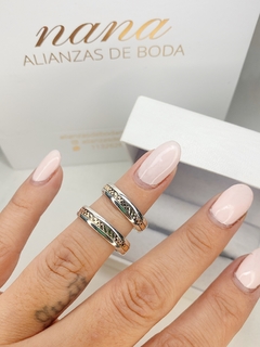 Alianzas Plata 925 y centro de Oro 18kt facetado - NANA Alianzas de Boda