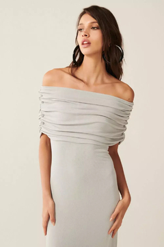 VESTIDO MIDI ANASTACIA CINZA GELO - comprar online