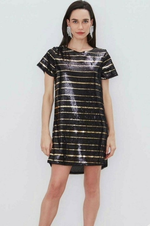 VESTIDO CURTO PAETE ISABELLI PRETO