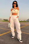 CALÇA CARGO EM SARJA OFF WHITE