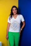 T Shirt Brasil com cristais termocolantes Branco
