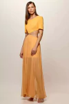 VESTIDO LONGO SAIA FLUIDA LARANJA CAOS
