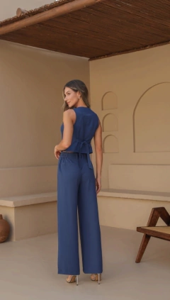 CONJUNTO COLETE EM ALFAIATARIA CAMILA AZUL - loja online