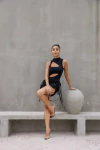 BODY CANELADO CUT-OUT PRETO