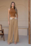 CALÇA WIDE LEG ALFAIATARIA AYA - CAMEL